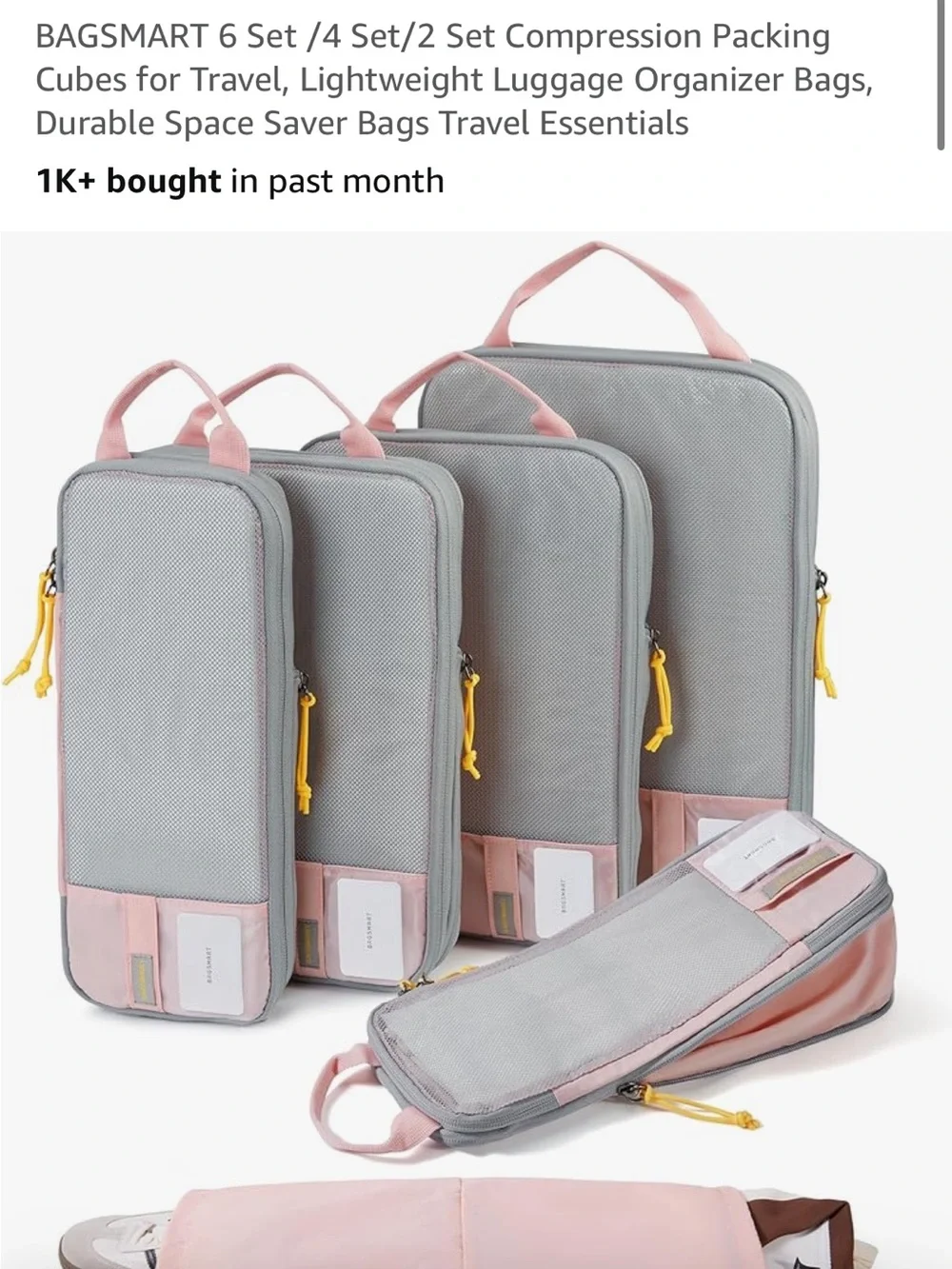 Lavender Packing Cube Set with Drawstring Laundry Bag - Travel Organizer